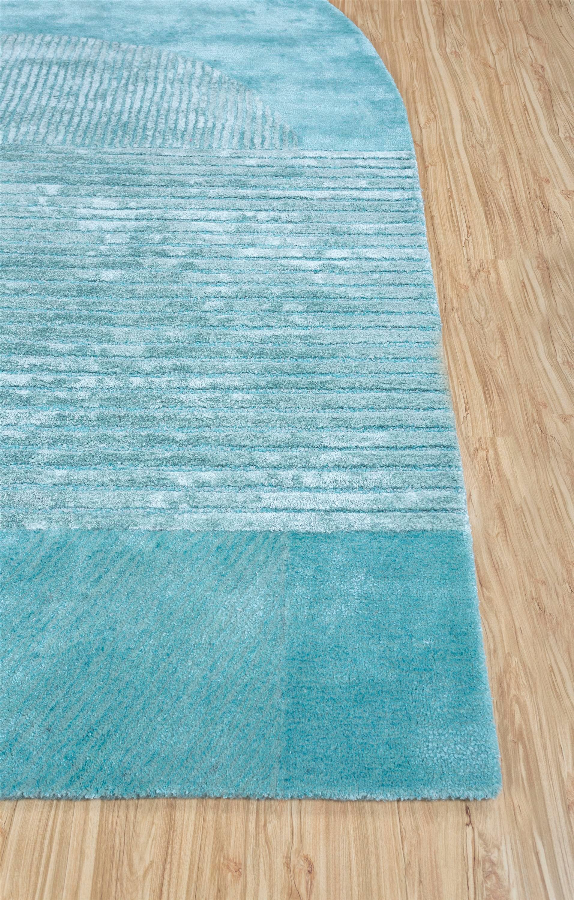 Moderno Tappeto Azure Interplay blu piscina e turchese chiaro 150X210 cm, tessuto a mano in vendita