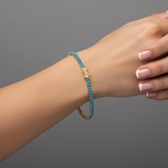 Azure Line Bracelet de tennis en or jaune 18K avec turquoise