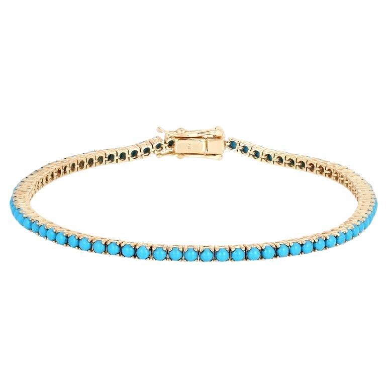 Azure Line 18K Yellow Gold Turquoise Tennis Bracelet