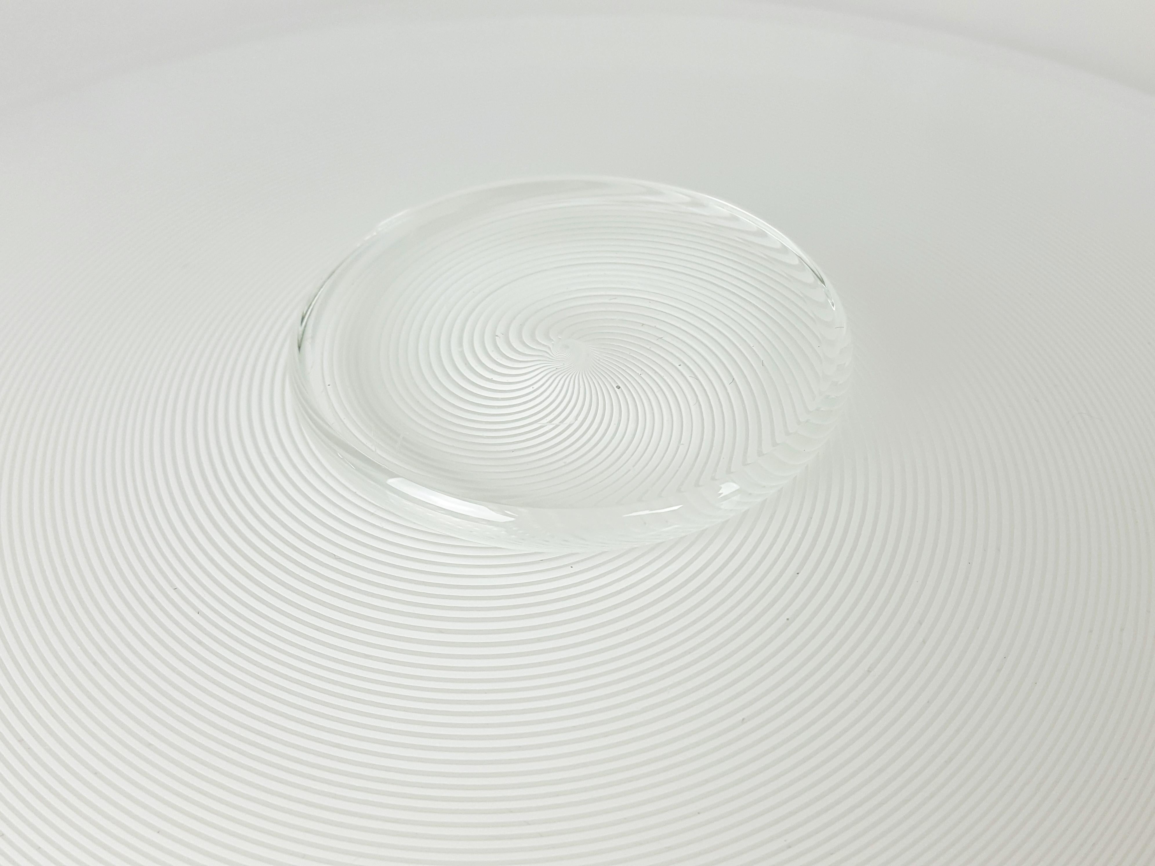 Azure, White & Clear Filigrana Murano Glass Centerpiece Venini Attributed, 1990 5