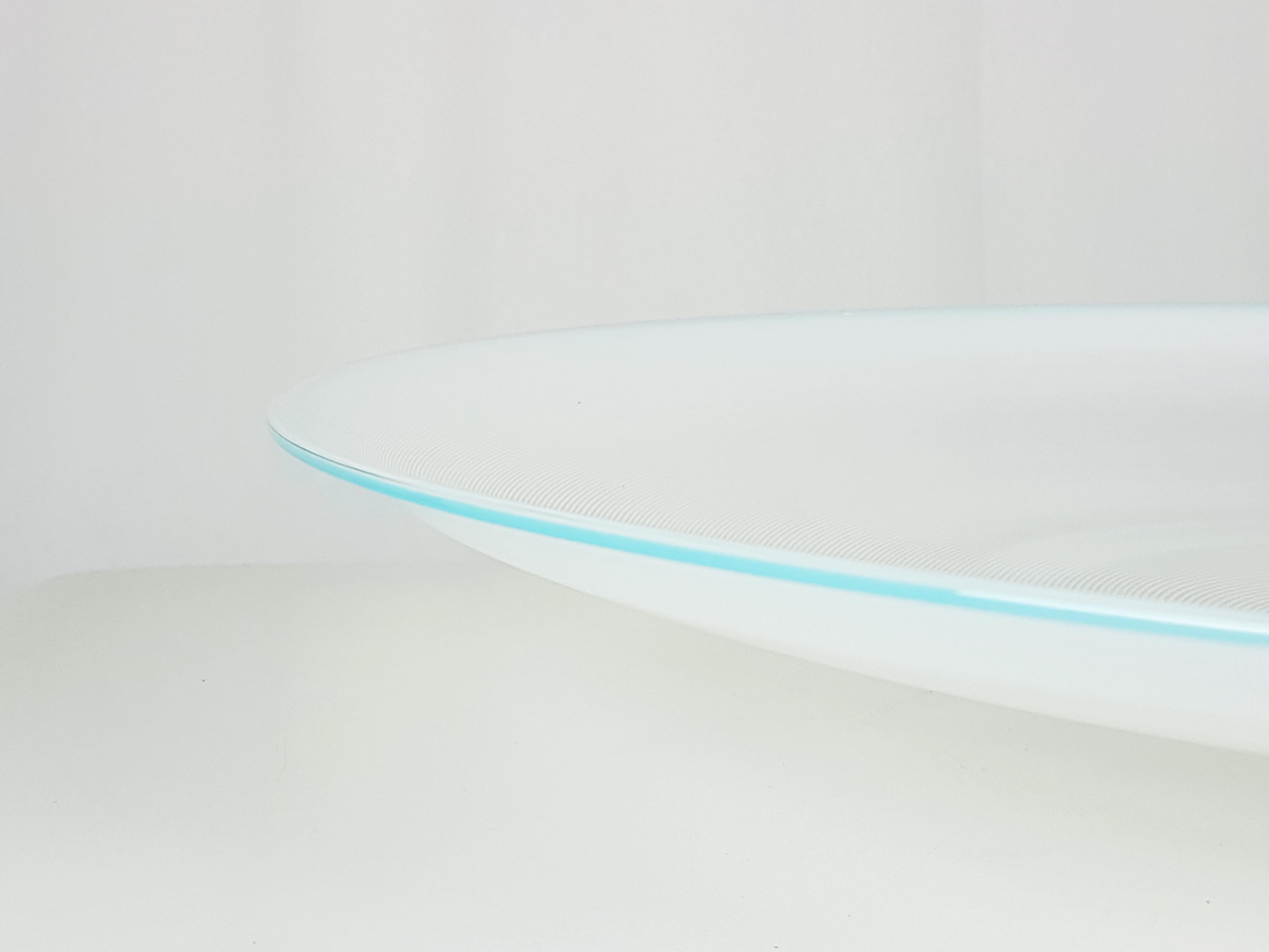 Azure, White & Clear Filigrana Murano Glass Centerpiece Venini Attributed, 1990 8