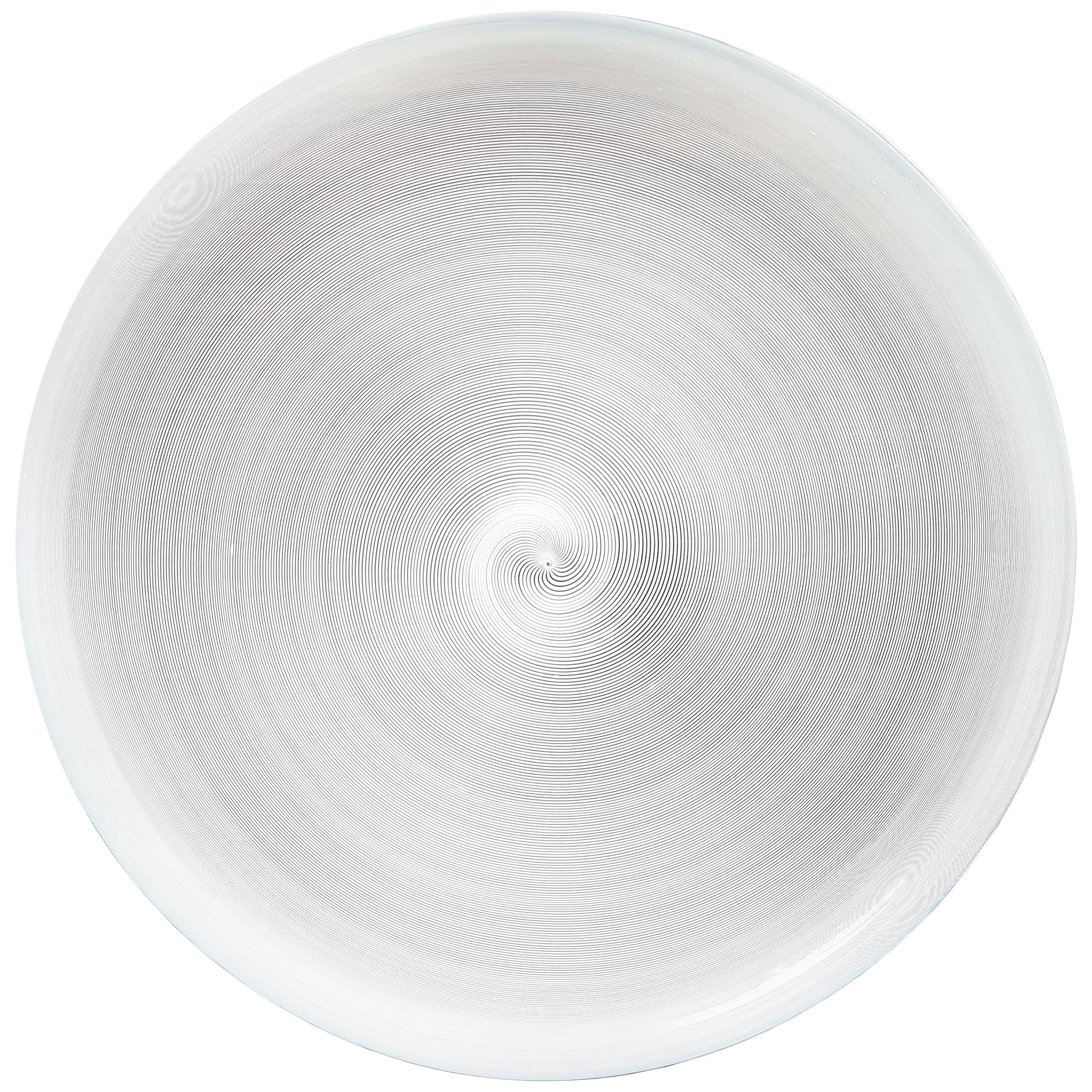 Azure, White & Clear Filigrana Murano Glass Centerpiece Venini Attributed, 1990
