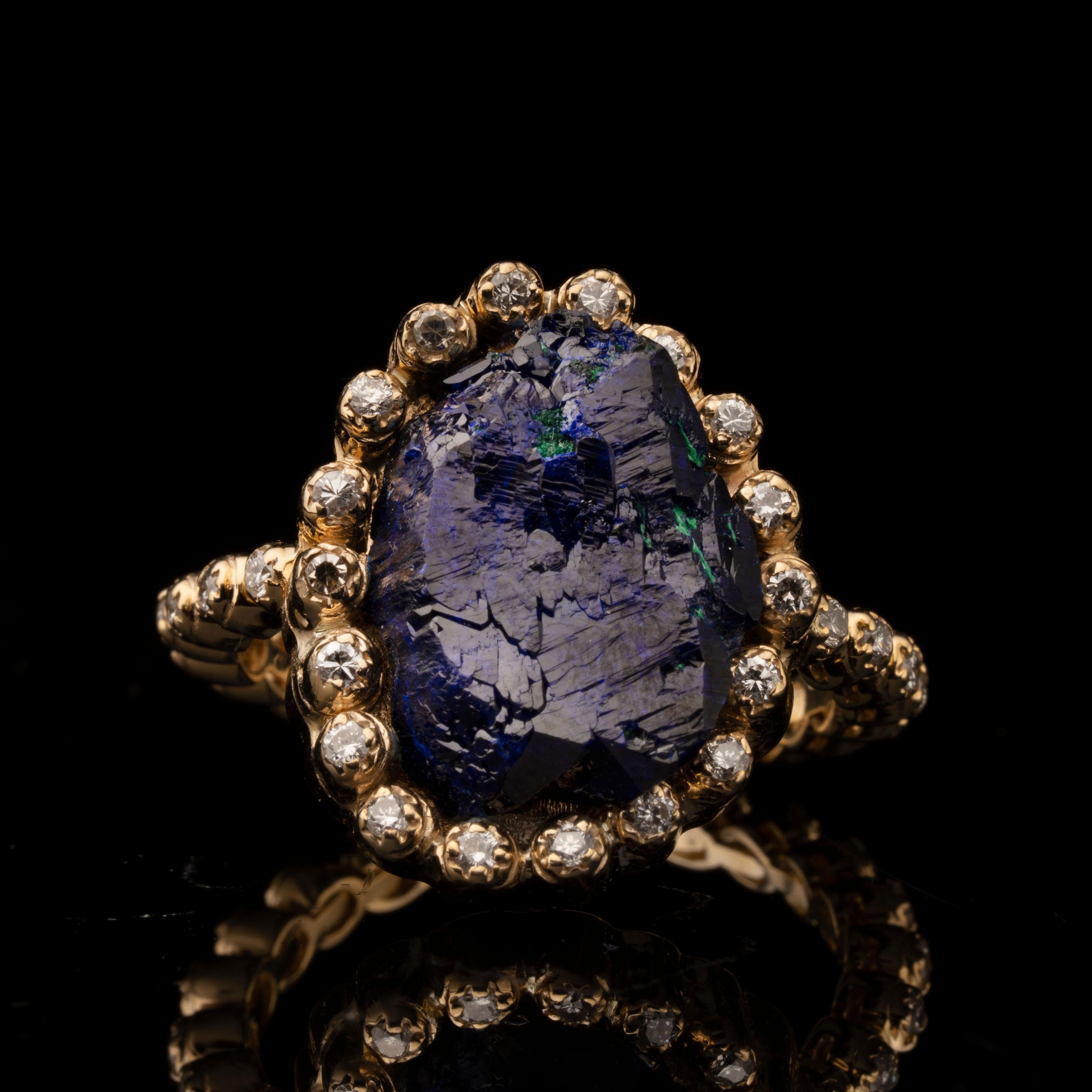Anello con azurite e diamanti In condizioni Nuovo in vendita a New York, NY