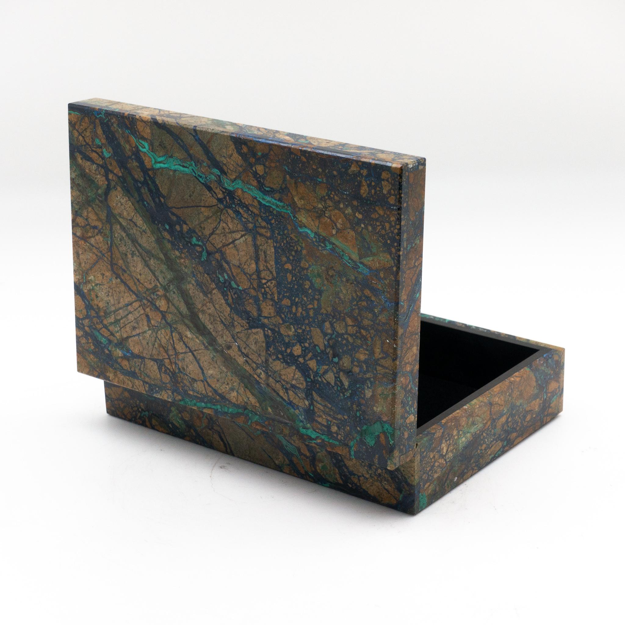 Indian Azurite Box with Hinged Lid