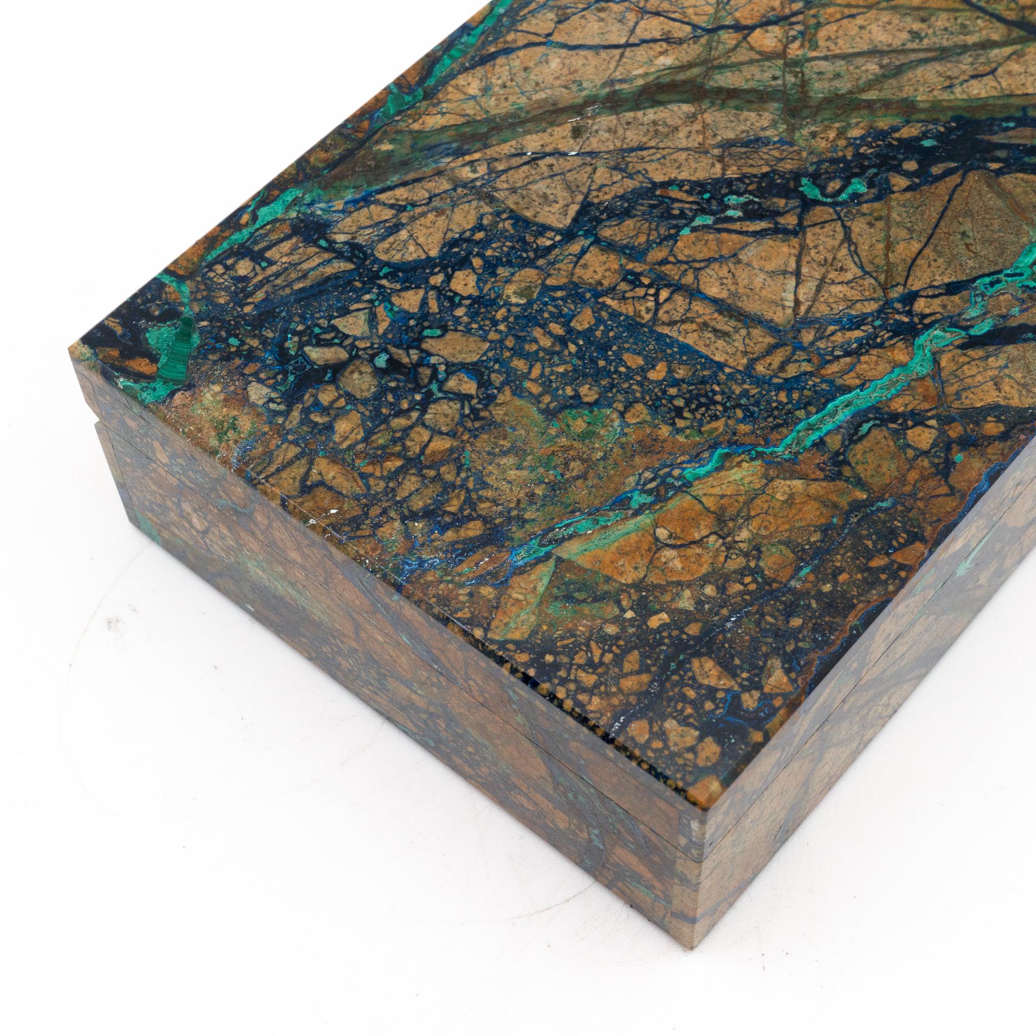 Contemporary Azurite Box with Hinged Lid