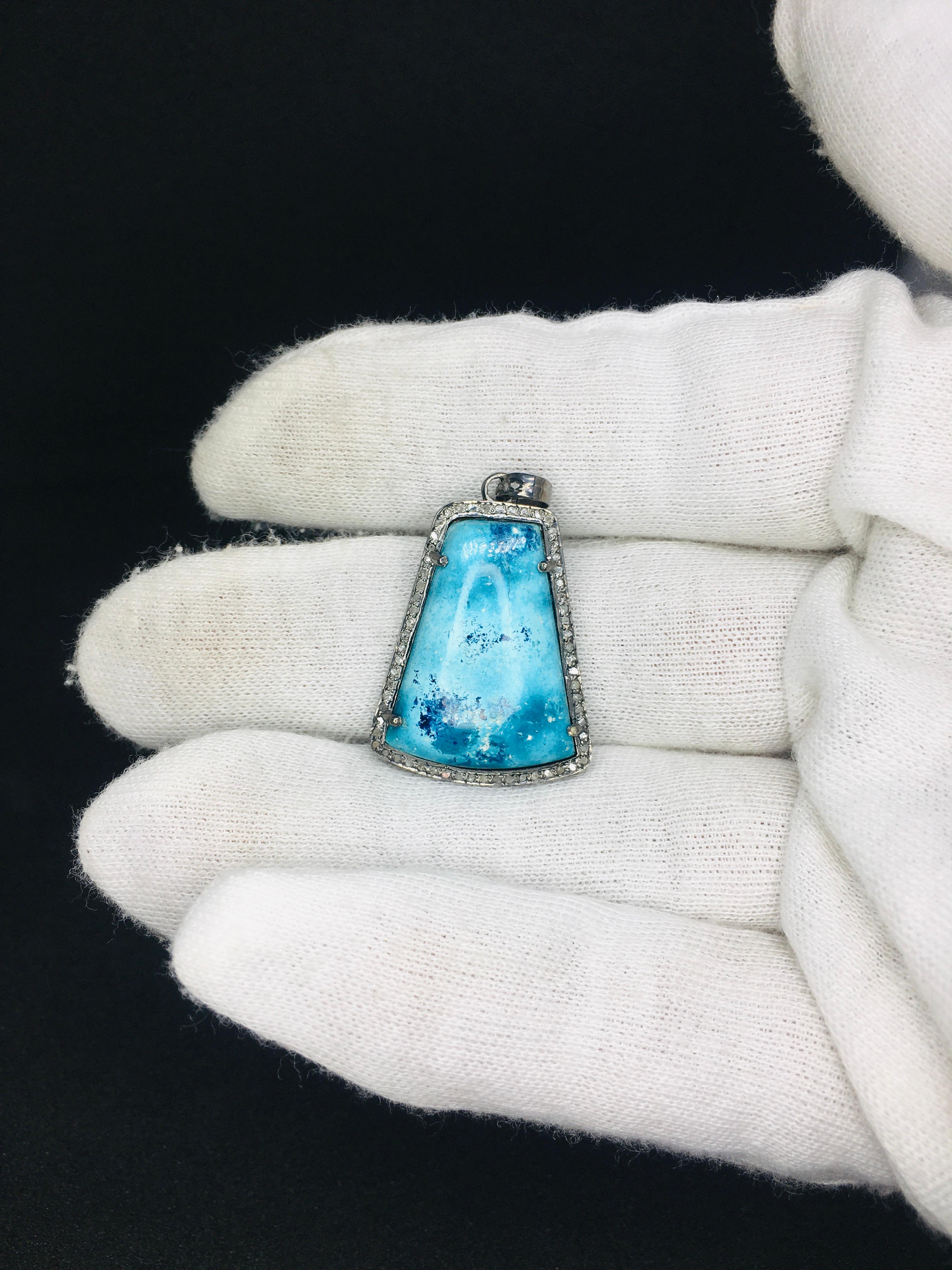 azurite Diamond Cabochon Necklace, azurite 925 Silver  Pendant
Cabochon Necklace, Pietersite 925 Silver  Pendant  hand made , hand crafted  

same day shipping 
Shipping Time & Delivery Time:    Orders will be shipped between 1- 2 Days.
 ( WE ARE