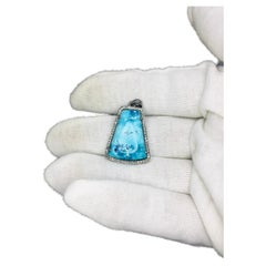 Azurit-Diamant-Cabochon-Halskette, Azurit 925 Silber  Anhänger 3