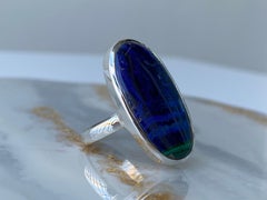 Azurite malachite silver ring