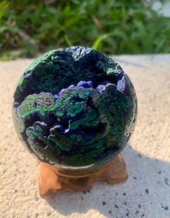Azurite malachite sphere, rare handmade collectible ball