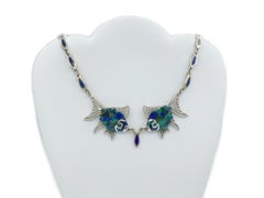 Collier Taxco Mexique en argent sterling et malachite avec poissons à écailles géométriques