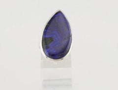 Azurite silver ring, 8 size