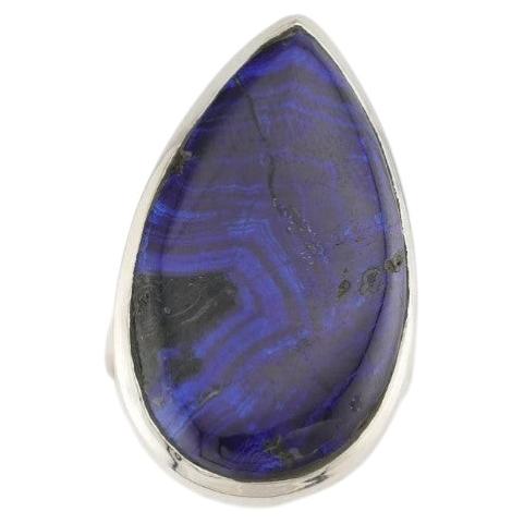 Azurite silver ring, 8 size For Sale