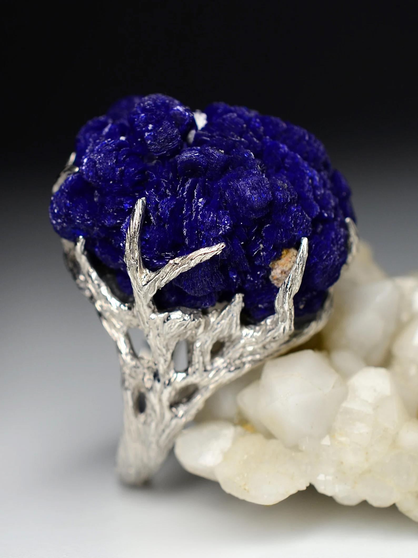 Azurite Silver Ring Rare Natural Raw crystal Blue healing jewelry gift idea art For Sale 1