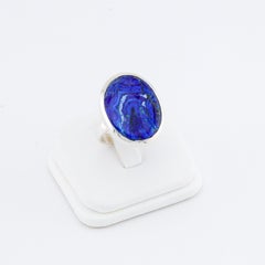 Azurite silver ring, size 6