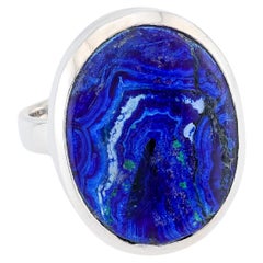 Azurite silver ring, size 6