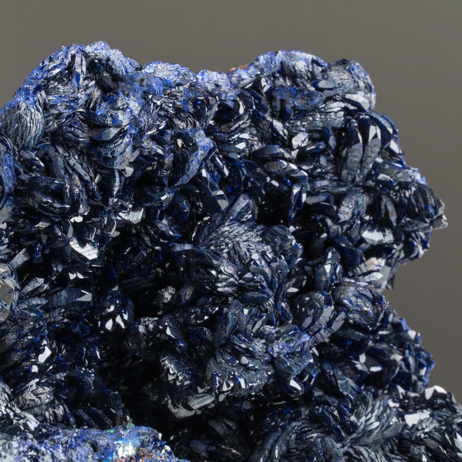 Azurite with Malachite from Liufengshan Mine, Guichi, Anhui Province, China.

Lustrous translucent vibrant royal blue crystals of azurite partially lining a gossan matrix with botryoidal green malachite.

2.5 lbs, Measures: 6 x 3 x 1.5 inches.