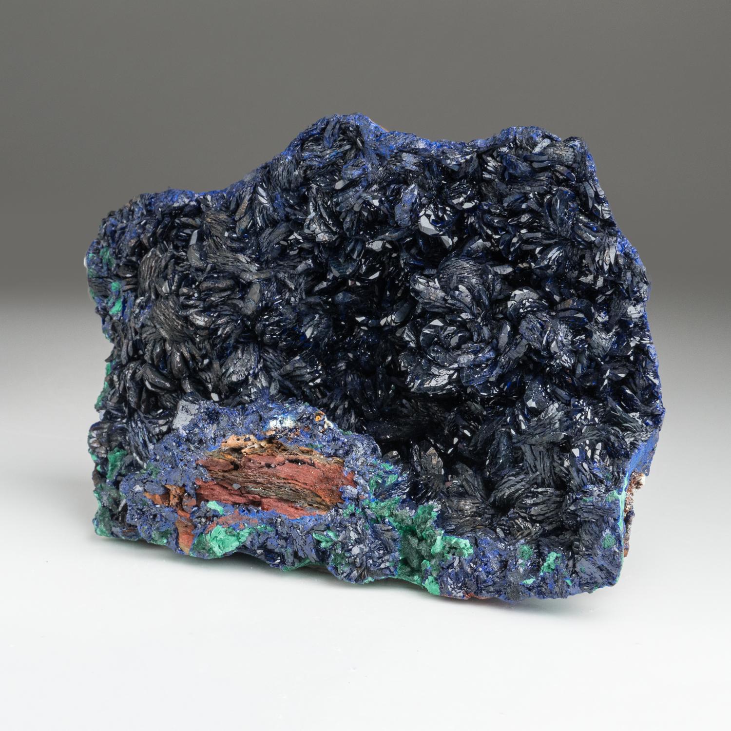 18th Century and Earlier Azurite Mineral Crystal with Malachite from Anhui, China For Sale