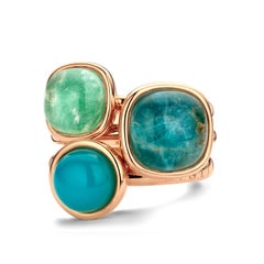 Azurro Agate Ring in 18ct Gold by Bigli