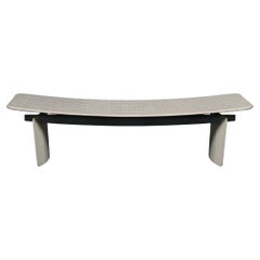 Azzano Wood Bench with Delicate Curves & Geometric Decorations & Concave Legs
