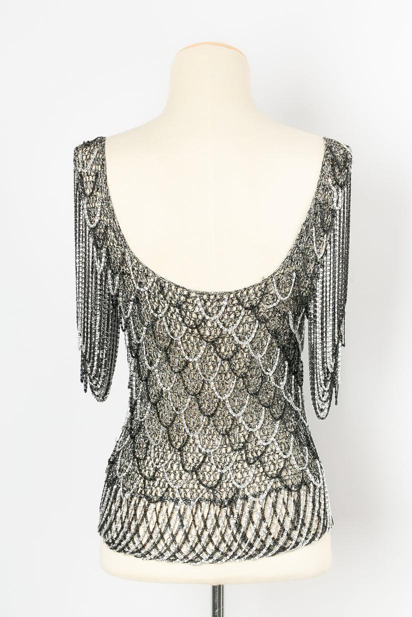 Gray Azzaro Black and Silver Top For Sale
