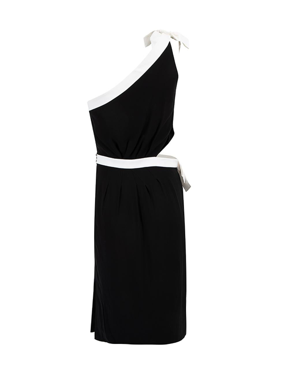 Azzaro Black and White Cutout One Shoulder Mini Dress Size M In Excellent Condition For Sale In London, GB