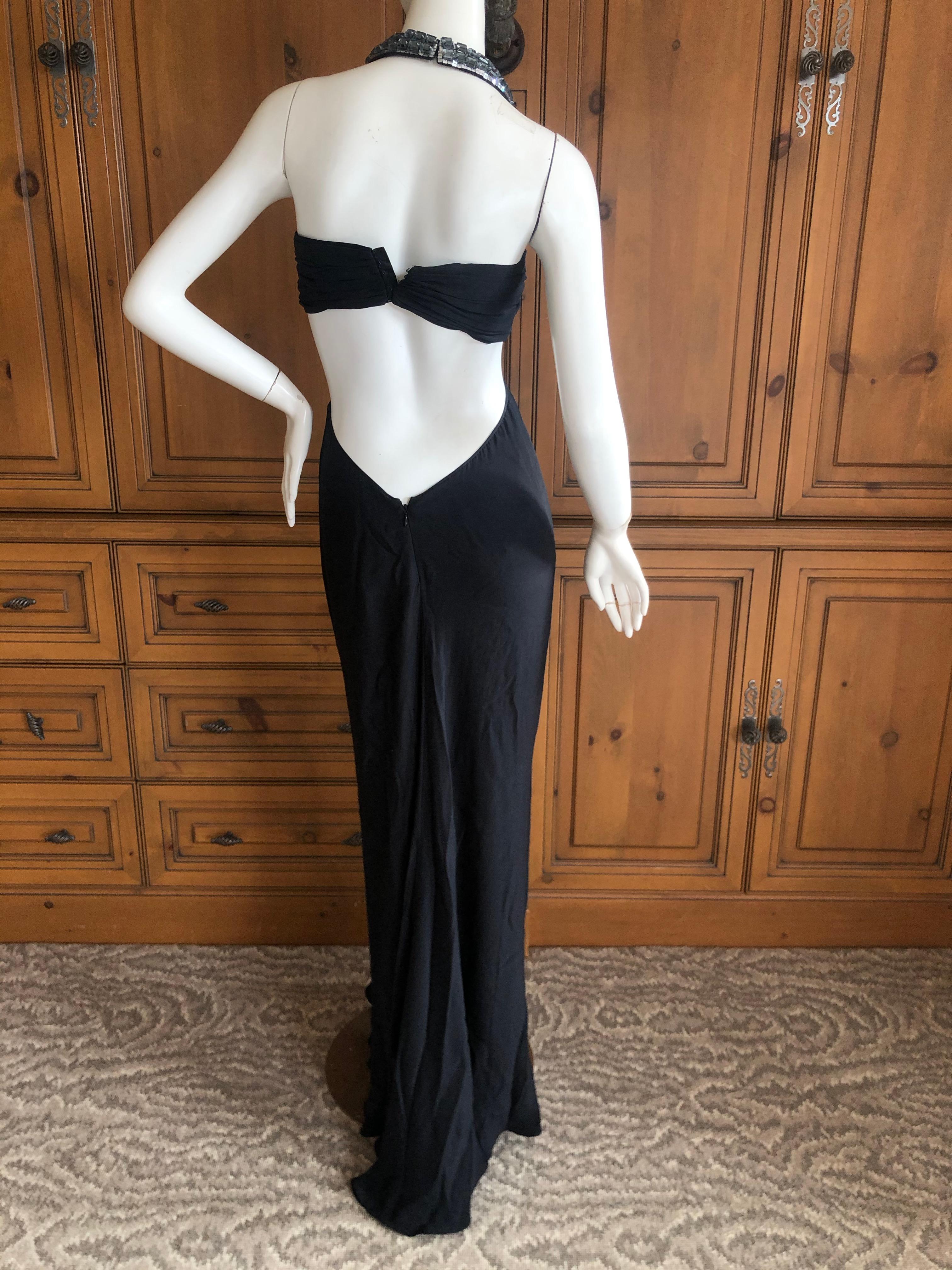 Azzaro Black Cut Out Evening Dress with Bold Crystal Jewel Details For Sale 5