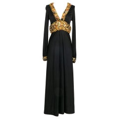 Azzaro Black Jersey Long Sleeve Dress