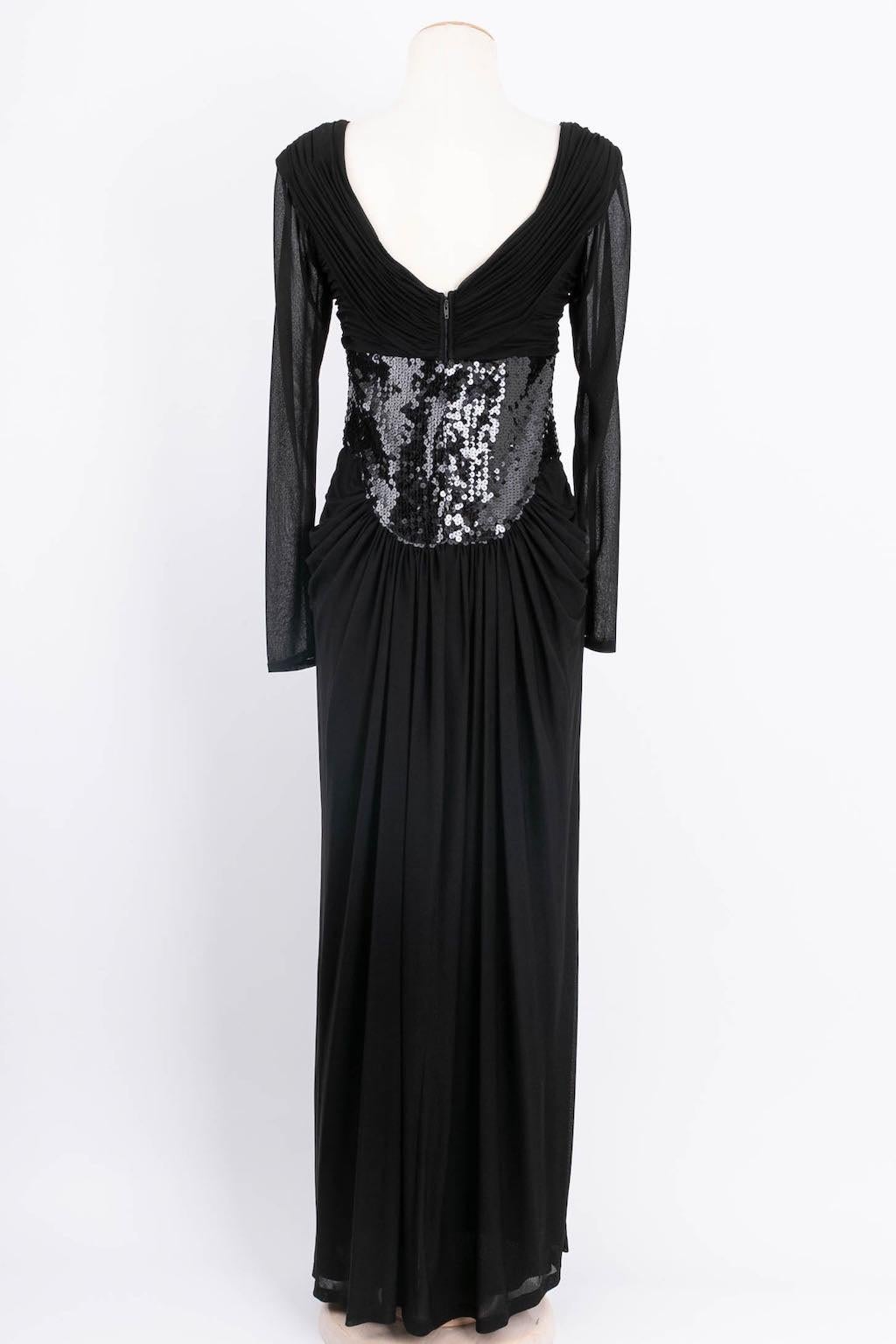 Noir Azzaro - Robe noire à paillettes, taille 36FR en vente