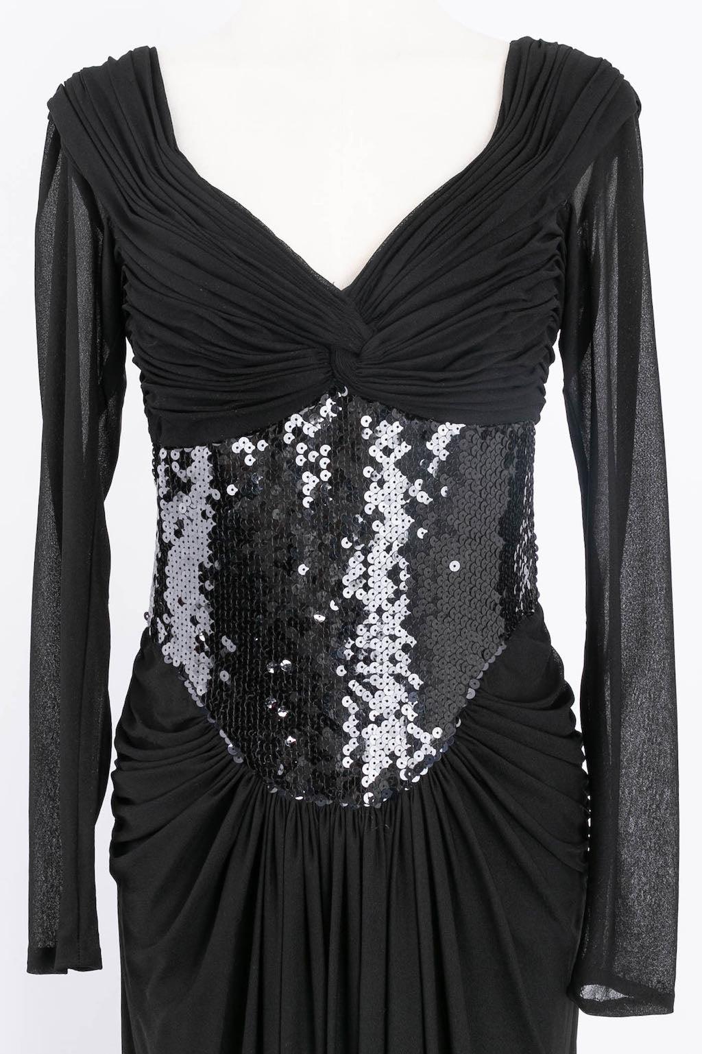 Azzaro Black Sequined Dress, Size 36FR For Sale 2