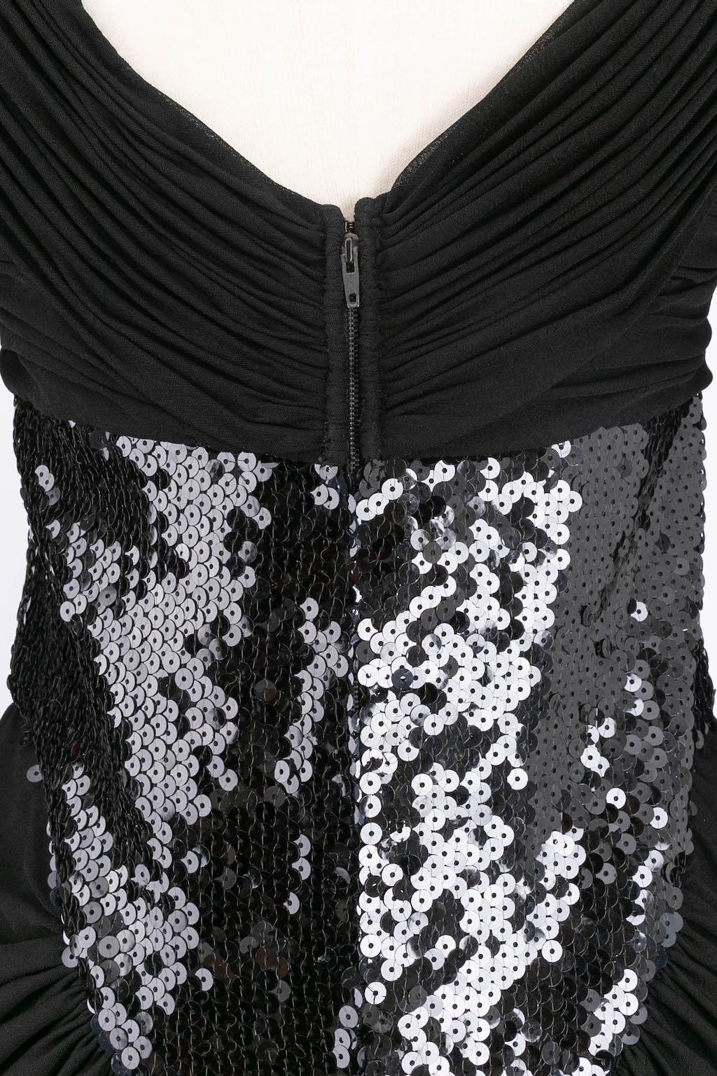 Azzaro - Robe noire à paillettes, taille 36FR en vente 2