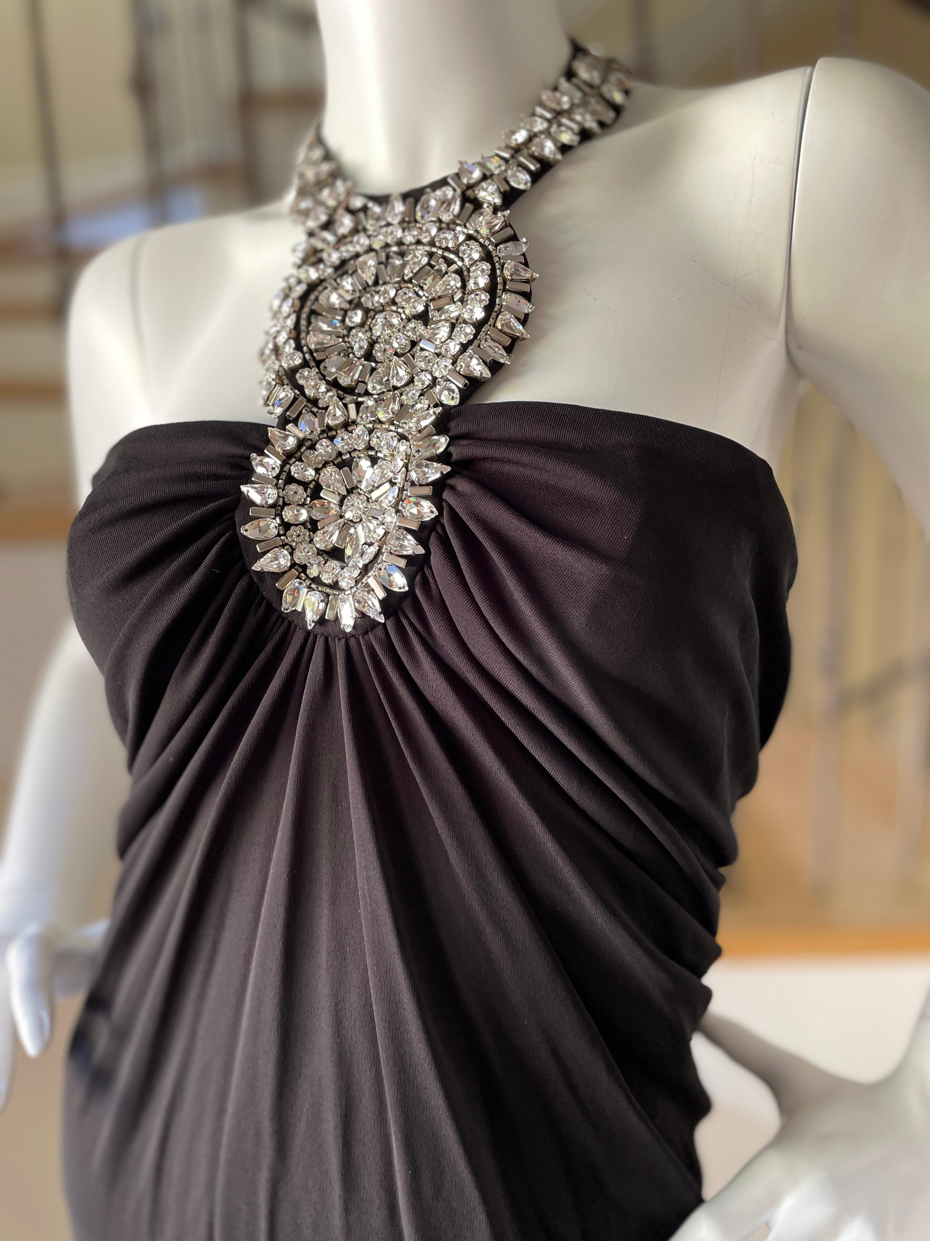  Azzaro Black Vintage Cocktail Dress with Jewel Necklace In Excellent Condition In Cloverdale, CA