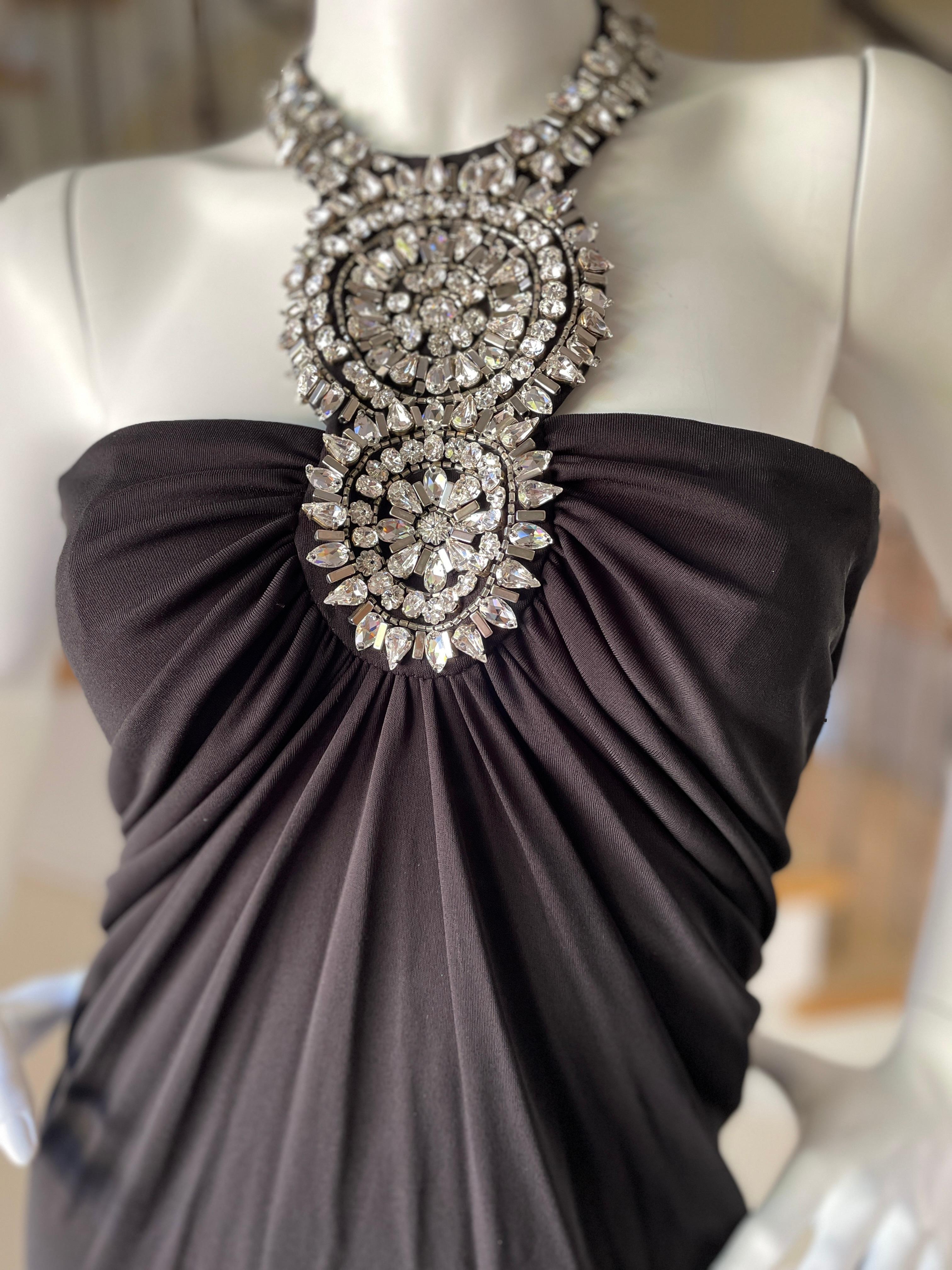 Women's  Azzaro Black Vintage Cocktail Dress with Jewel Necklace