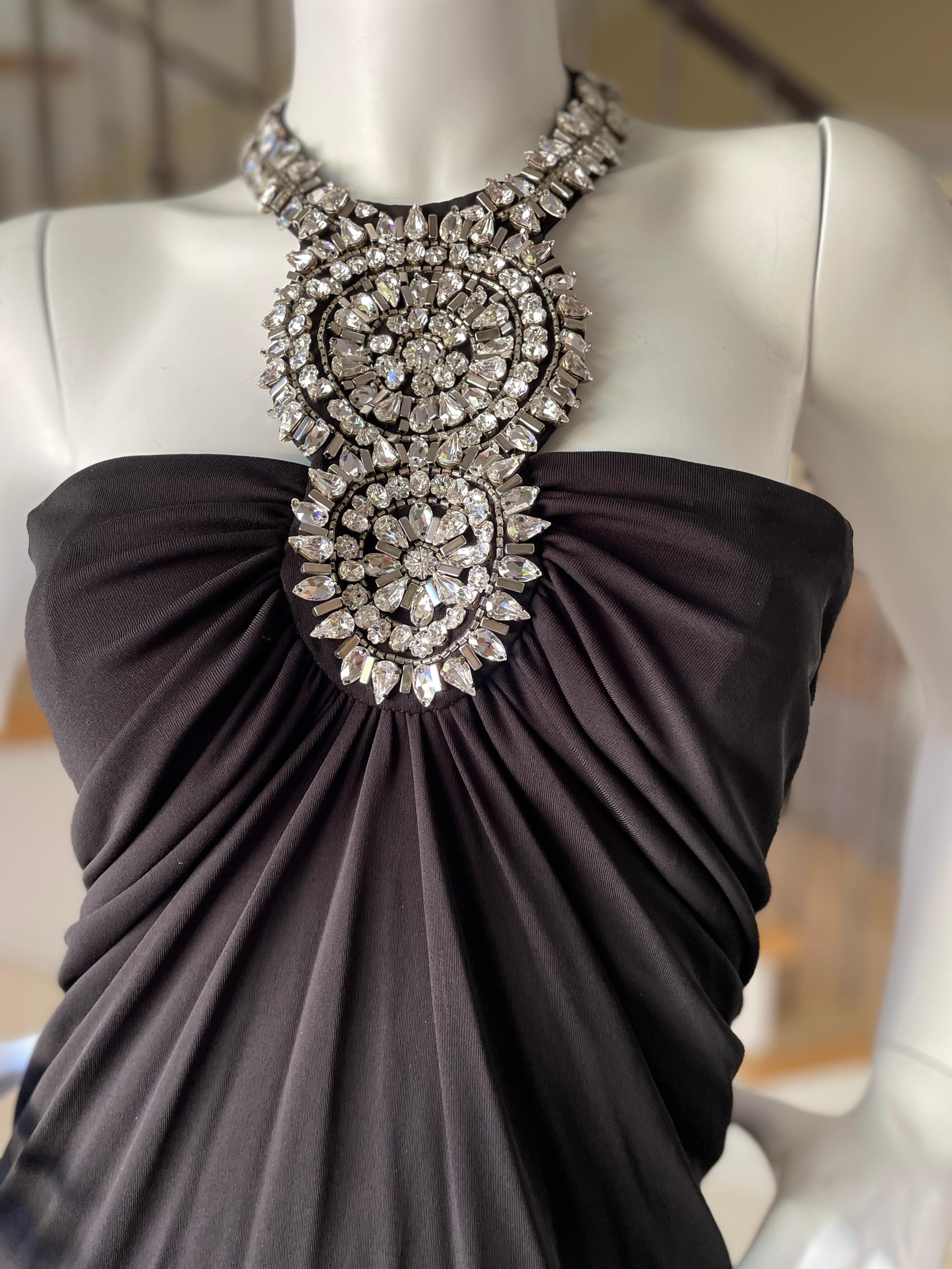  Azzaro Black Vintage Cocktail Dress with Jewel Necklace 3