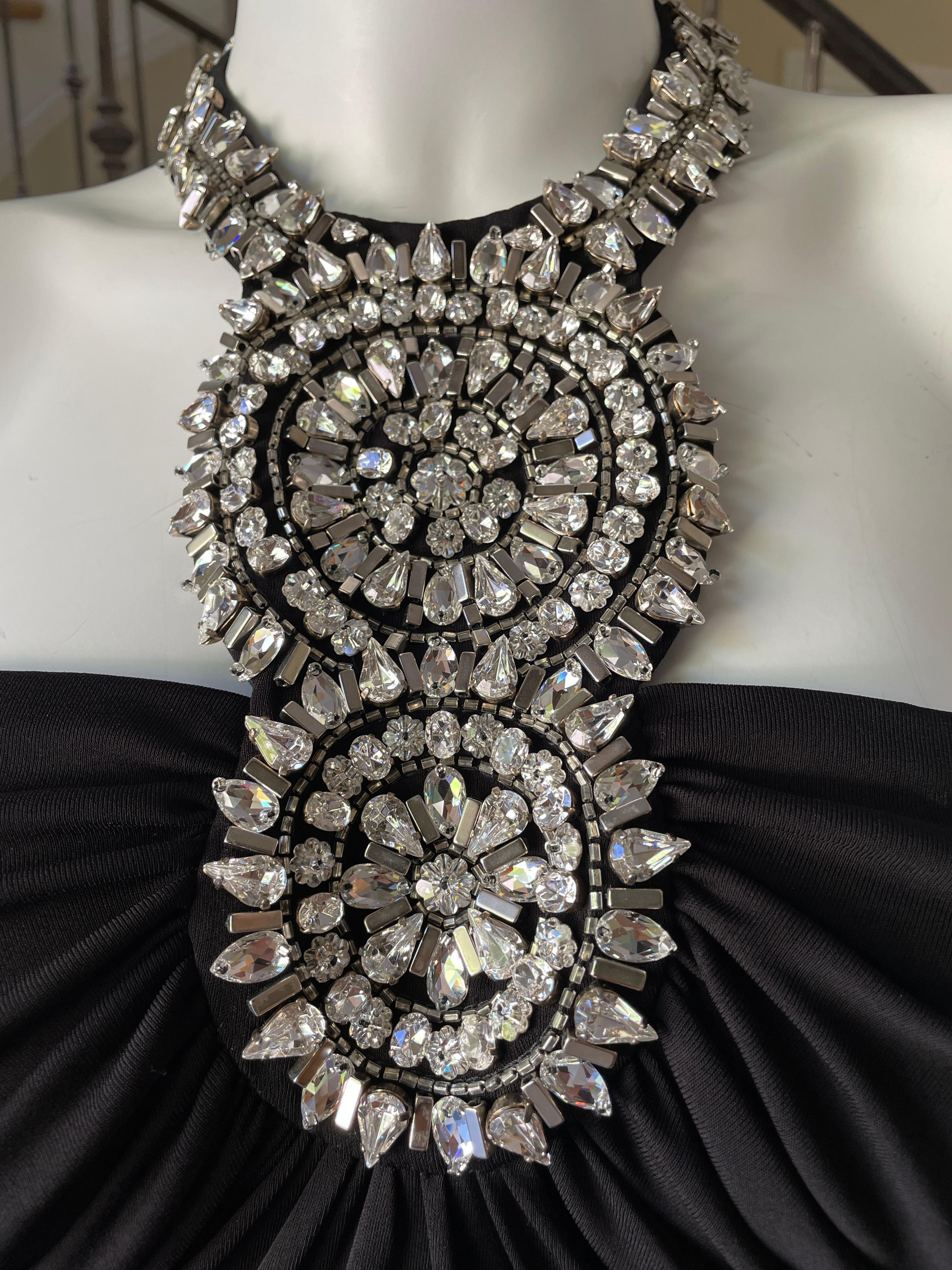  Azzaro Black Vintage Cocktail Dress with Jewel Necklace 4