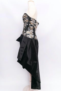 Azzaro bustier Embroidered Taffeta Dress