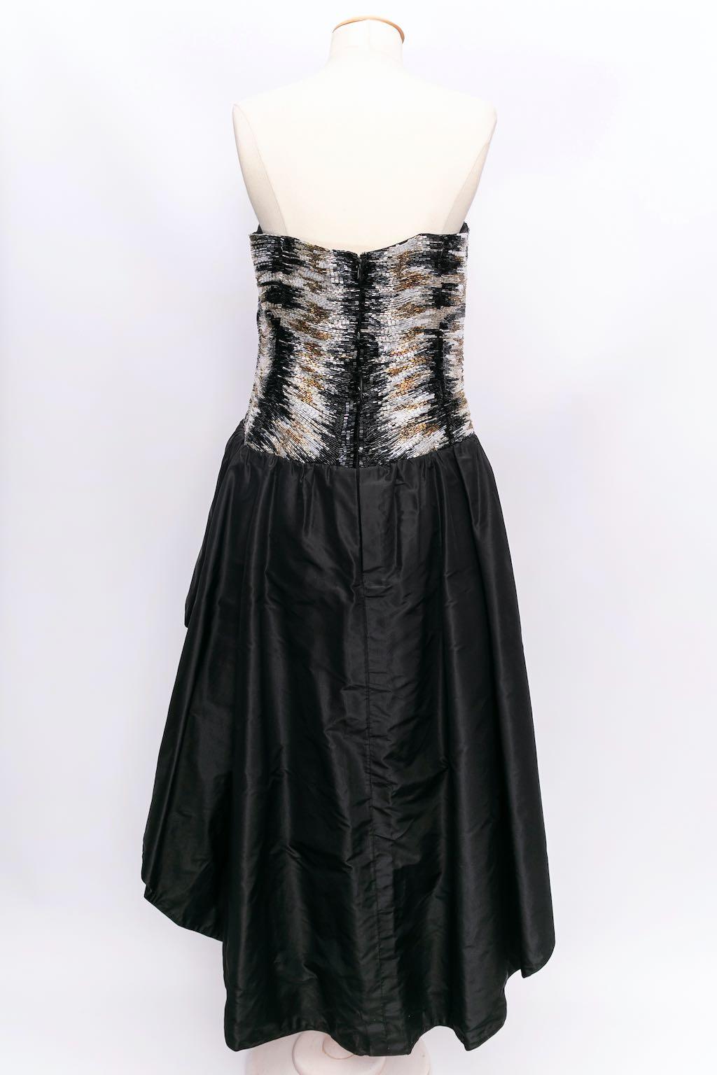 Black Azzaro bustier Embroidered Taffeta Dress  For Sale