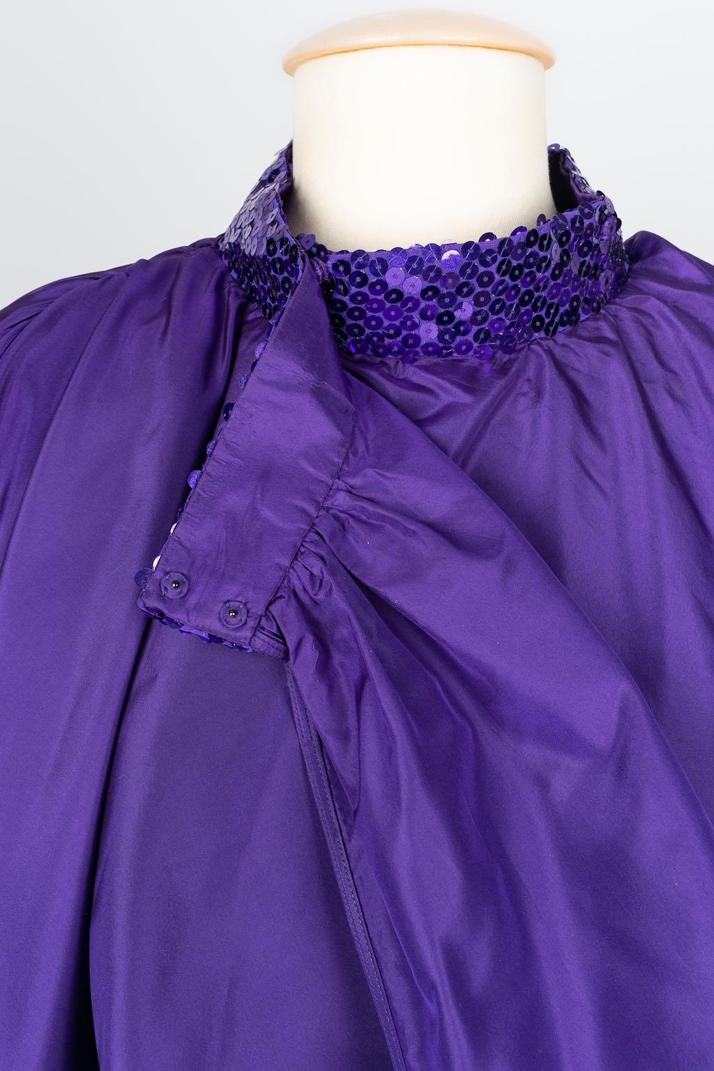 Azzaro Evening Taffeta Cape Embroidered Dress, Size 40FR 10