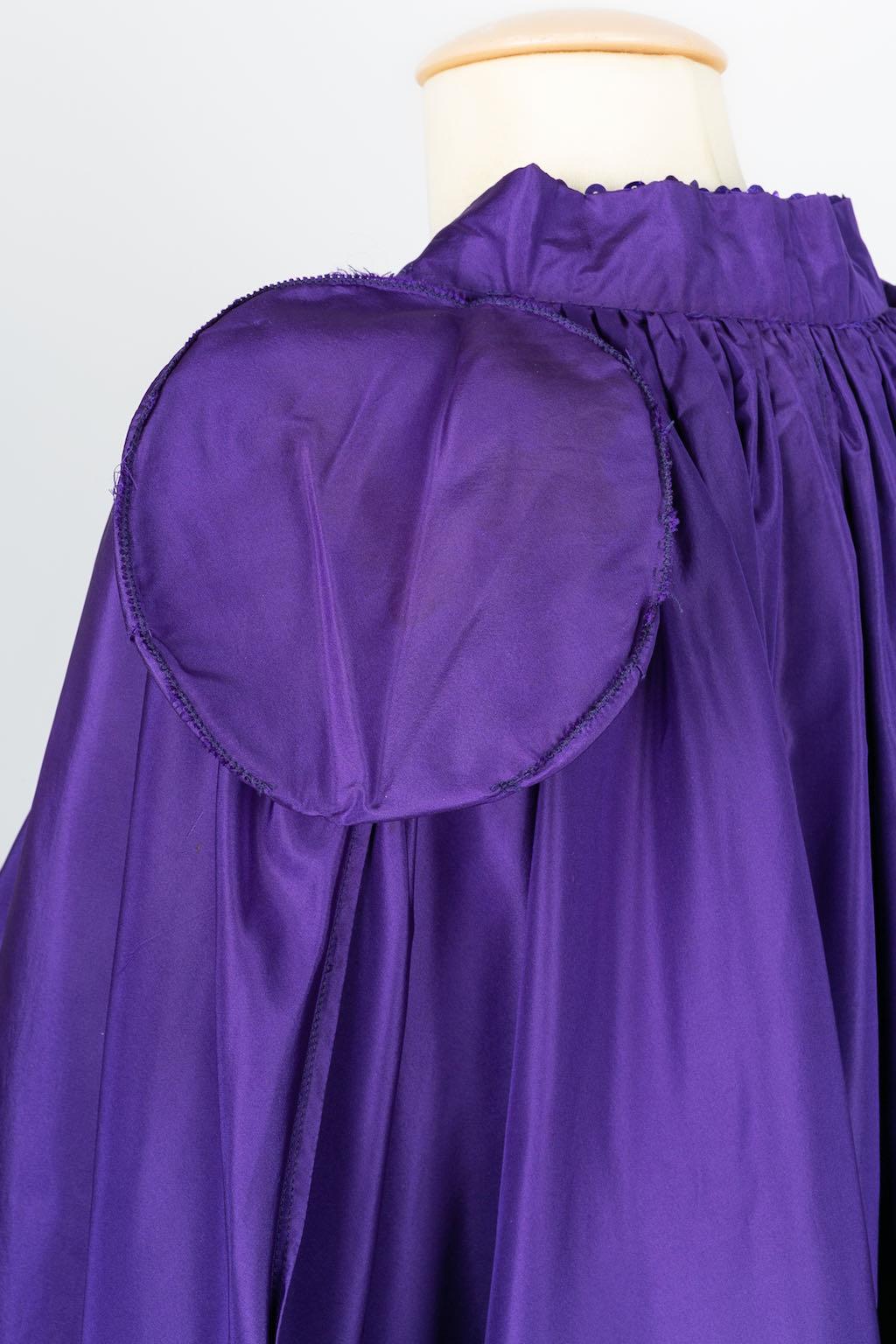 Azzaro Evening Taffeta Cape Embroidered Dress, Size 40FR 11