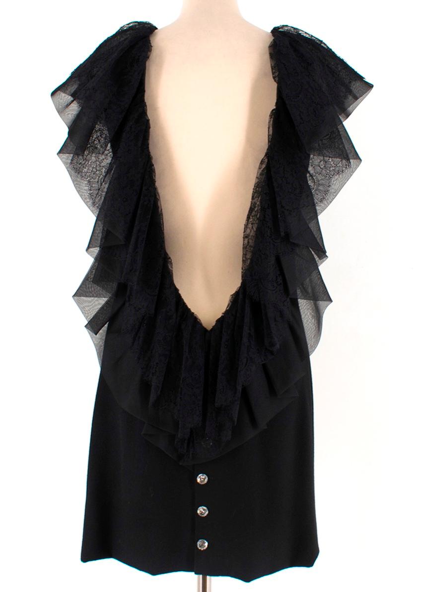Black Azzaro Gazette Wool Backless Lace Dress - Size US 6 For Sale