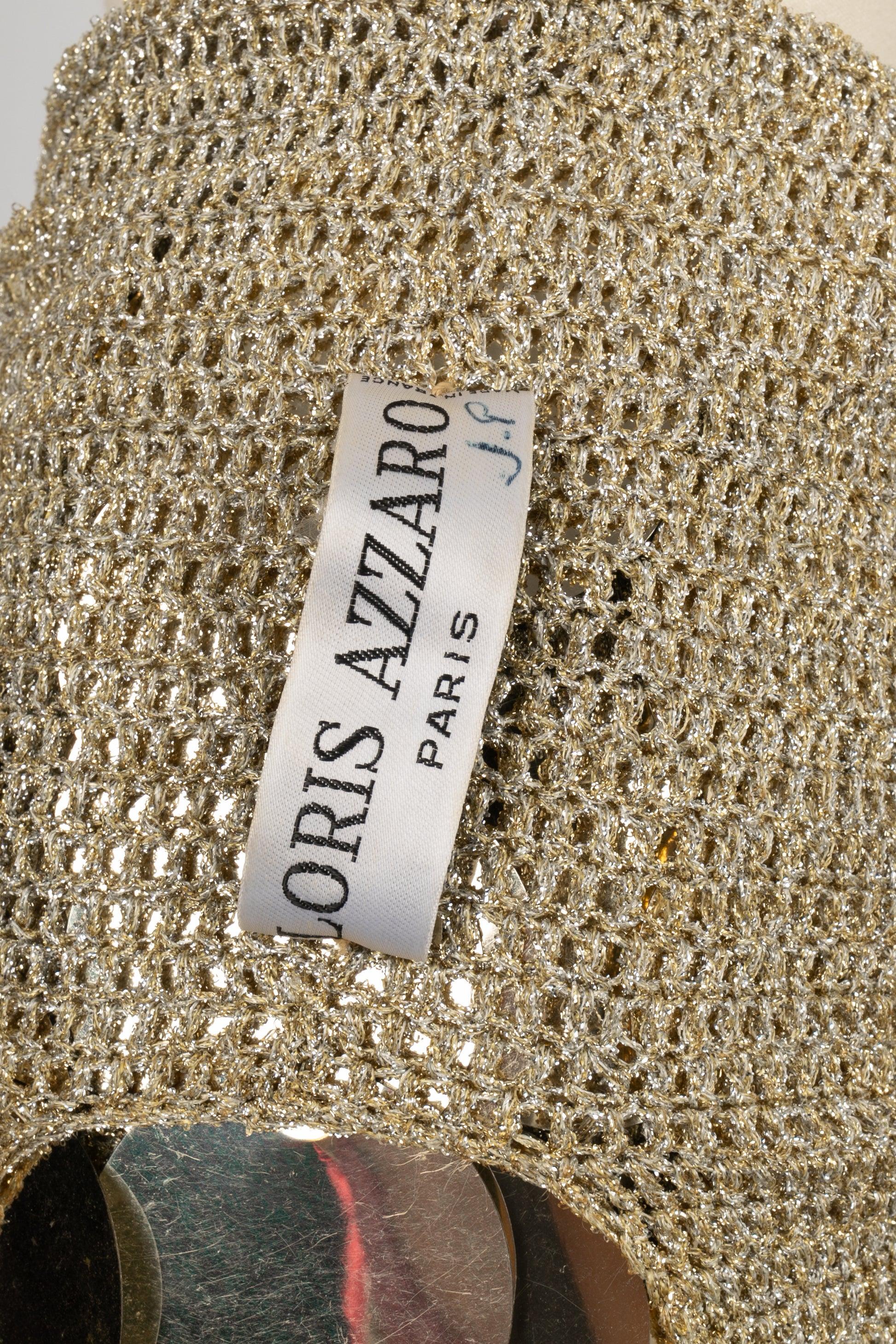 Robe en jersey or Azzaro ornée d'imposantes pastilles dorées en vente 1