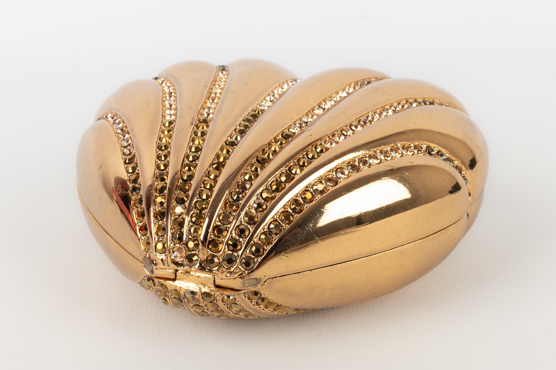 Women's Azzaro Gold Metal Bag/Minaudière For Sale