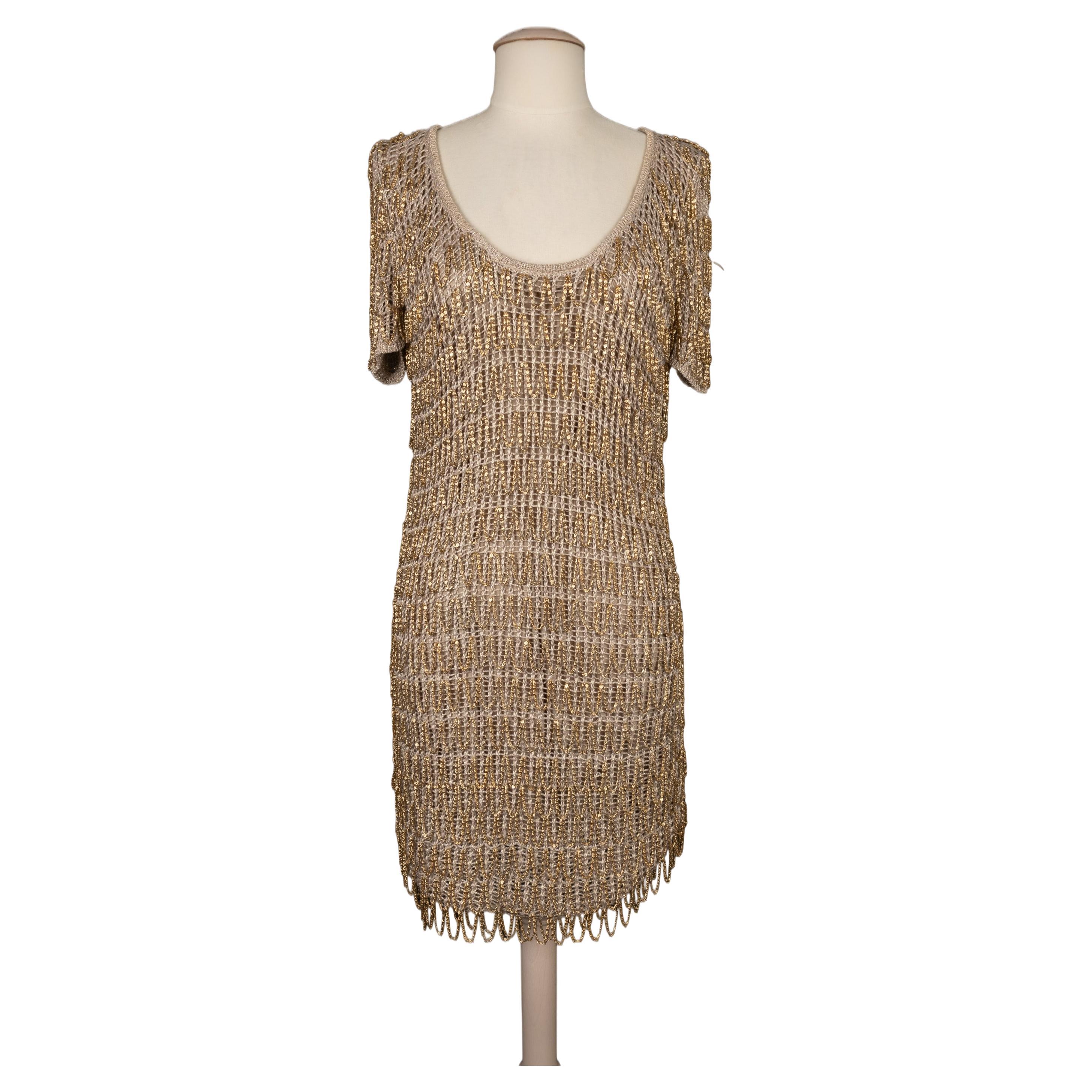 Azzaro golden mesh dress For Sale