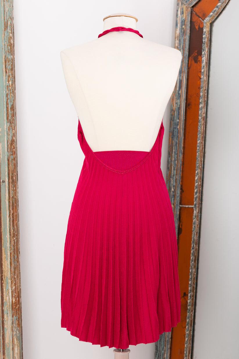Women's Azzaro Halter Raspberry Pink Dress, Size 38FR For Sale