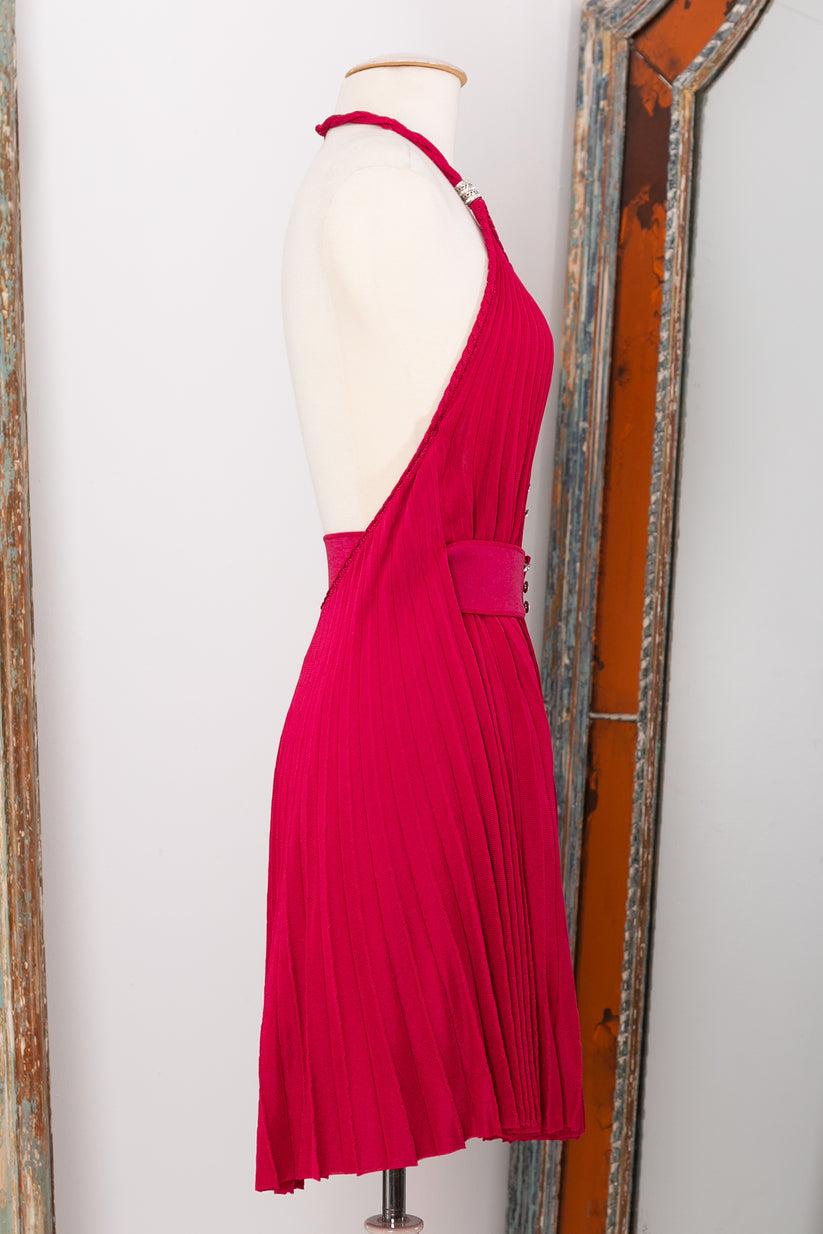 Azzaro Halter Raspberry Pink Dress, Size 38FR For Sale 1