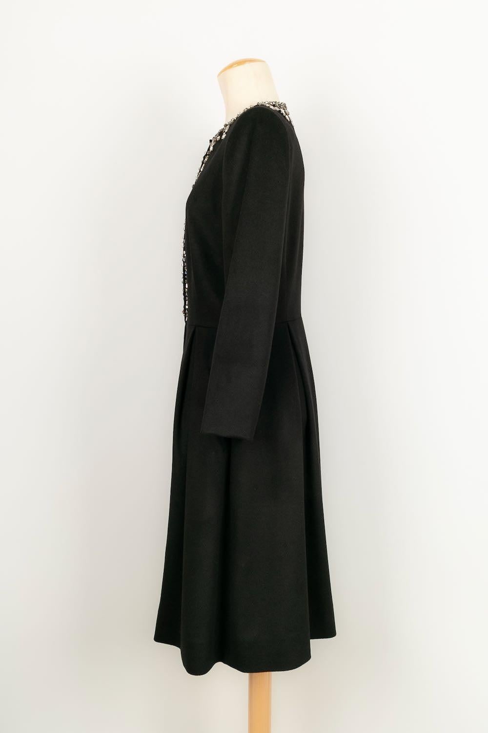 Azzaro Long Black Cashmere Jacket, Size 40FR For Sale 1