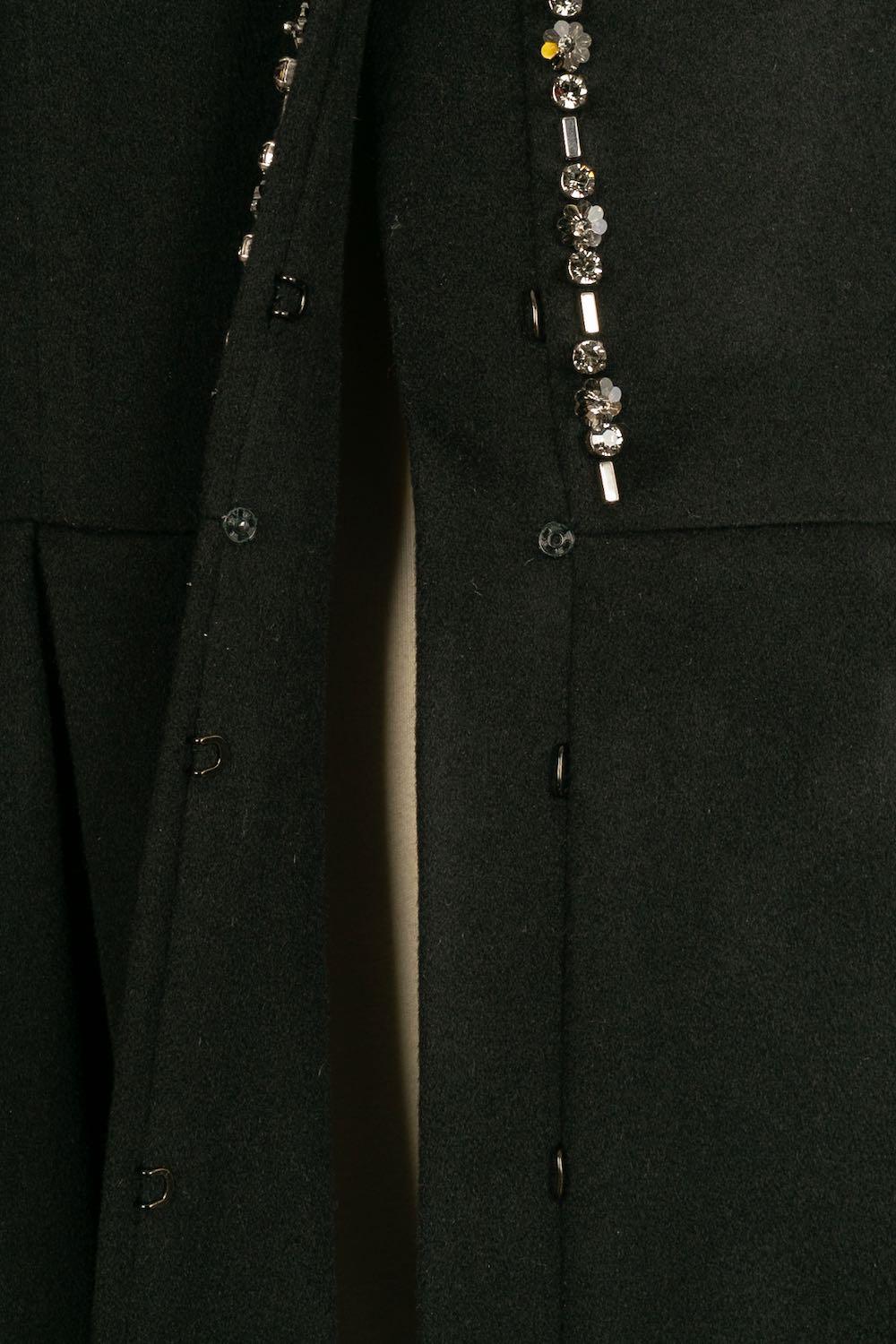 Azzaro Long Black Cashmere Jacket, Size 40FR For Sale 3