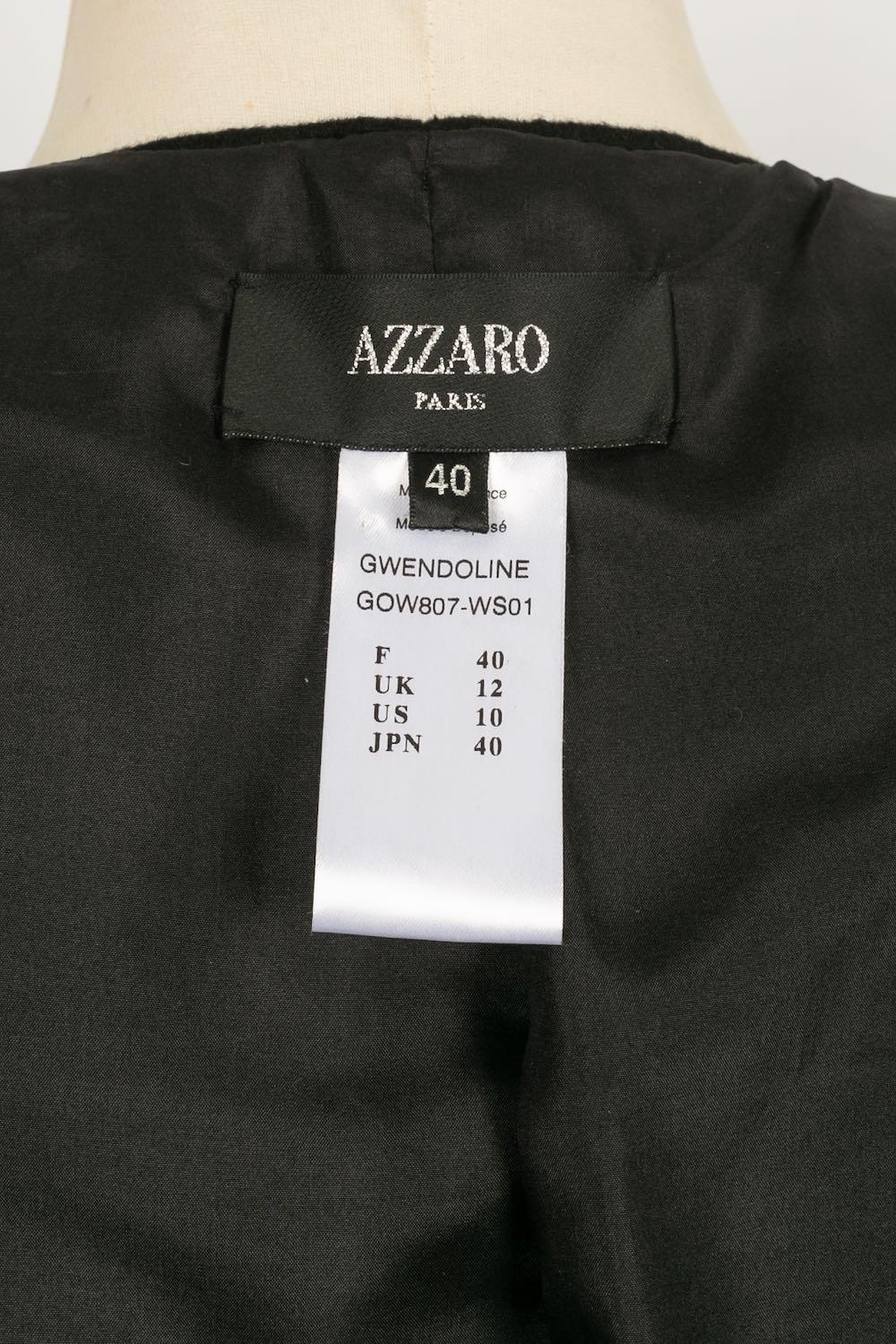 Azzaro - Veste longue en cachemire noir, taille 40FR en vente 5
