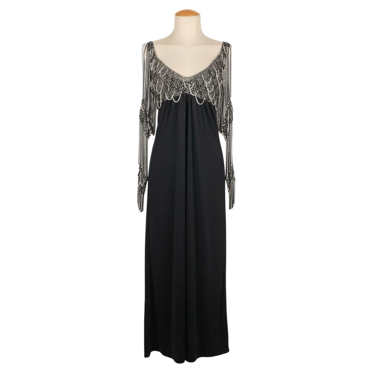 Azzaro Long Black Jersey Dress, 1970's For Sale