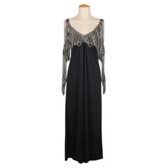 Azzaro - Robe longue en jersey noir, années 1970