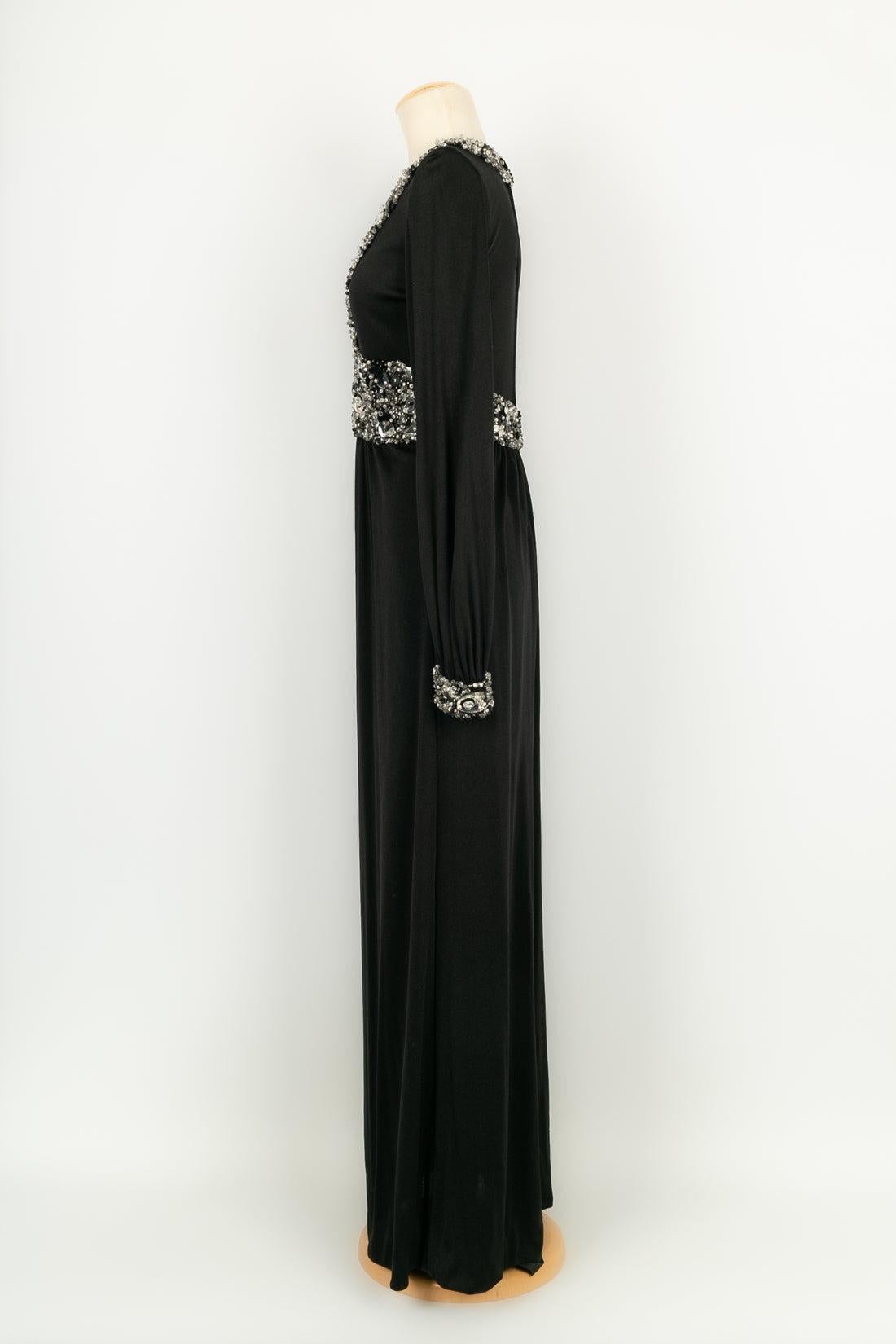 Women's Azzaro Long-Sleeved Dress in Black Jersey For Sale